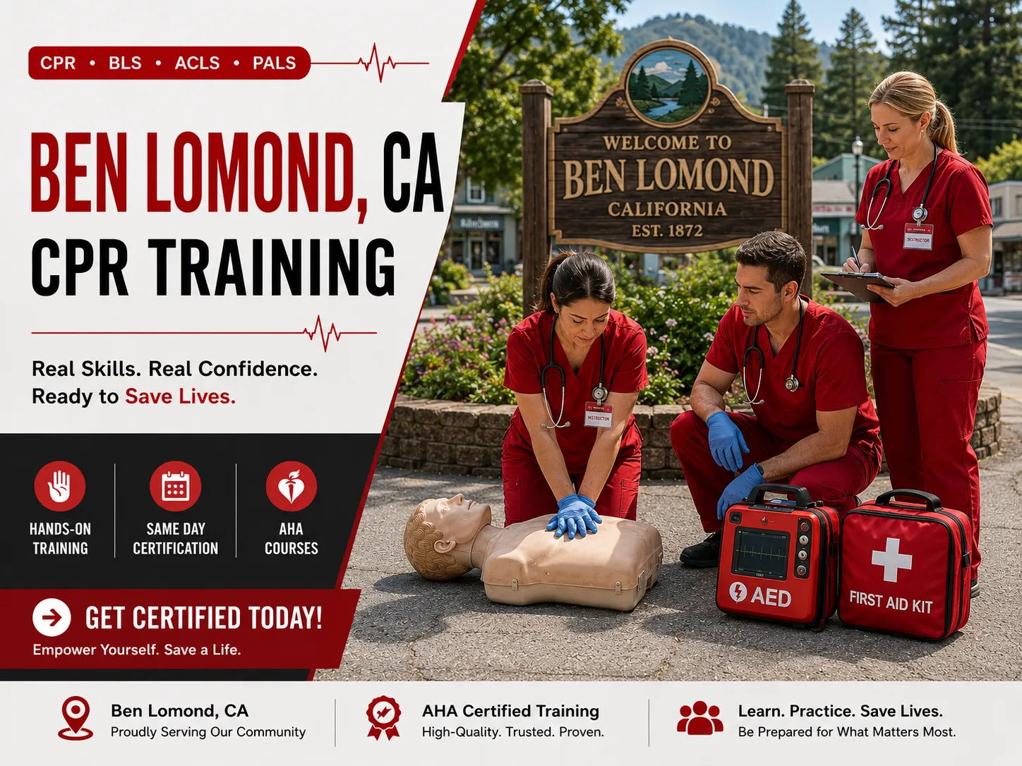 BLS CPR, ACLS & PALS Certification Course Near Ben Lomond, CA