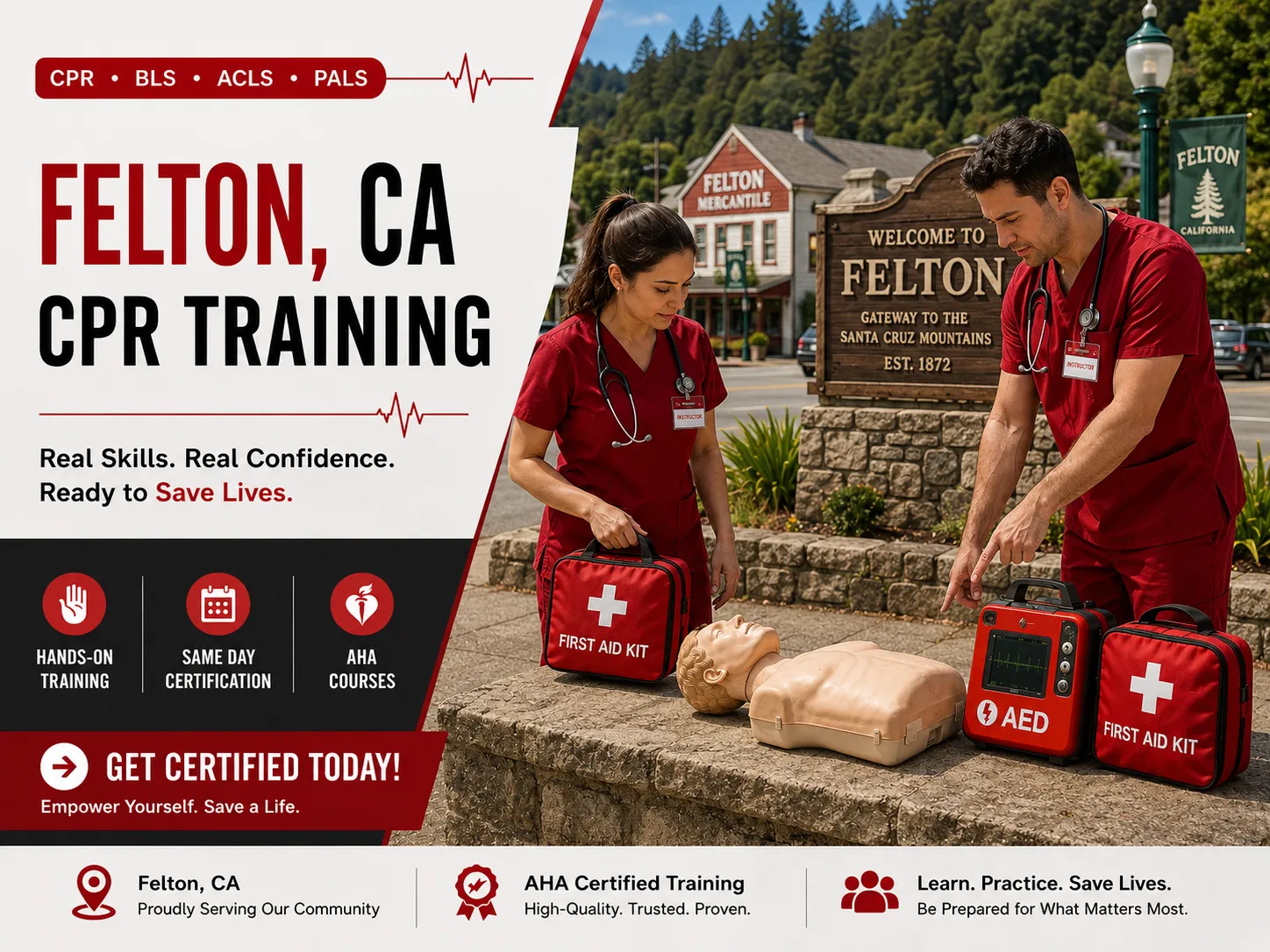 BLS CPR, ACLS & PALS Certification Course Near Felton, CA
