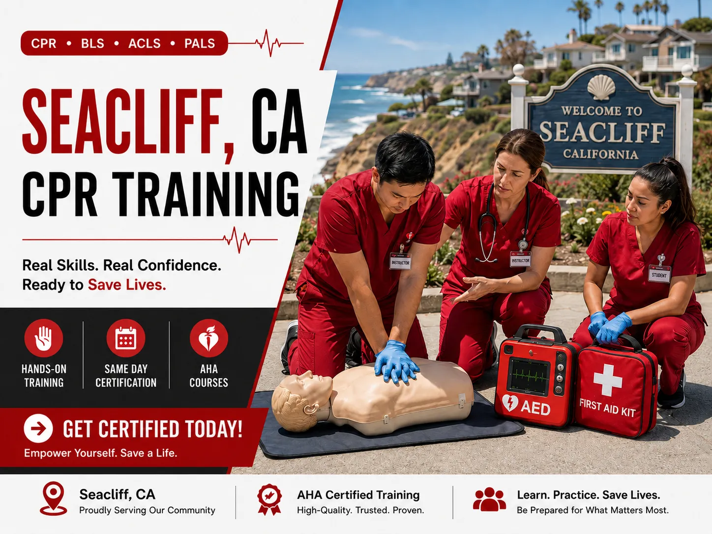 Healthcare provider CPR BLS training with mannequins in Seacliff, CA