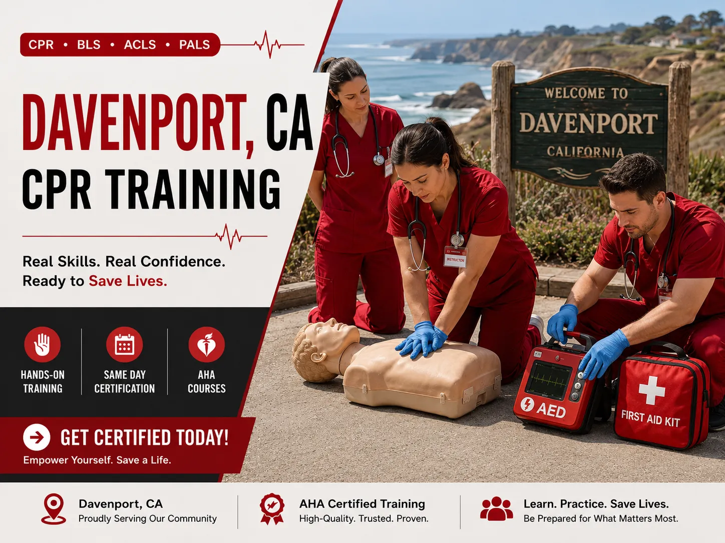 Life-saving CPR skills training session in Davenport, California